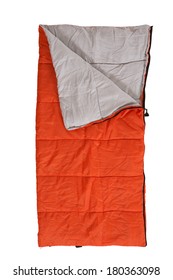 Orange Sleeping Bag On White Background