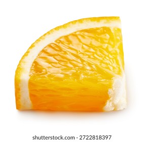 Orange slice isolate. Orange with clipping path. Orange slice full depth of field macro shot