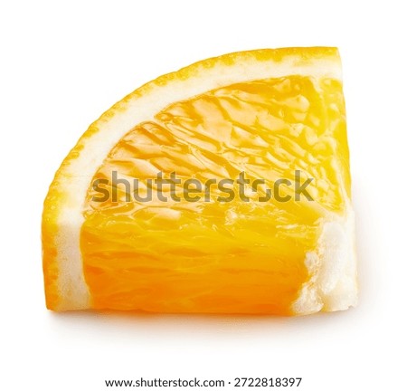 Orange slice isolate. Orange with clipping path. Orange slice full depth of field macro shot