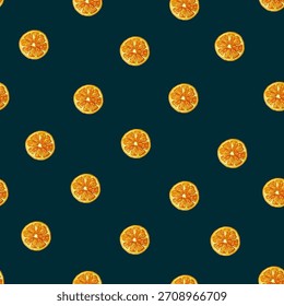 Orange Slice Minimal Seamless Pattern on Teal Background