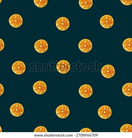 Orange Slice Minimal Seamless Pattern on Teal Background