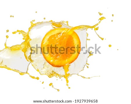 Orange slice splash, close up
