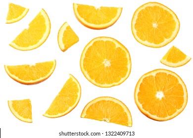 orange with slices isolated on white background. healthy food. top view - Shutterstock ID 1322409713