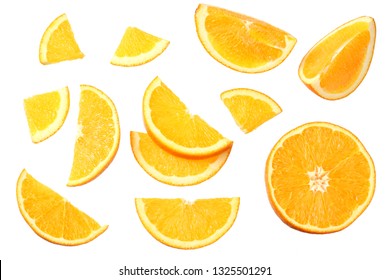 orange with slices isolated on white background. healthy food. top view - Shutterstock ID 1325501291