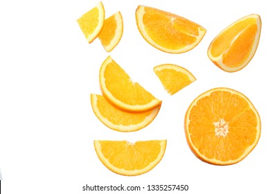 orange with slices isolated on white background. healthy food. top view - Shutterstock ID 1335257450