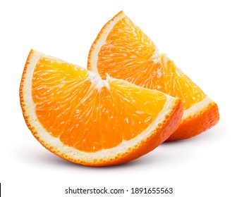 Orange Slices Isolated. Orang Slice On White Background. Orange Fruit Slices With Zest Isol. Clipping Path.