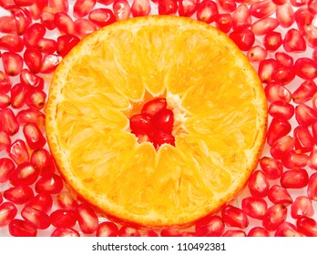 Orange slices and pomegranate seed  isolated on white background - Powered by Shutterstock