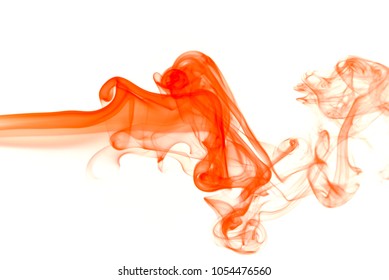 Orange Smoke Isolated On White Background