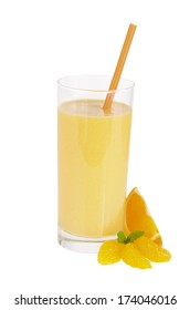 Orange Smoothie Isolated On White Background.