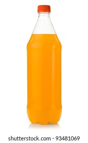 Orange Soda Bottle. Isolated On White Background