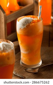 Orange Soda Creamsicle Ice Cream Float with a Straw