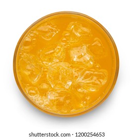 Orange Soft Drink Top View Isolated On White 