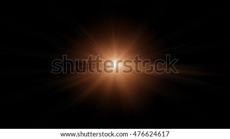 Orange, sparkling, light effect lens on a black background.