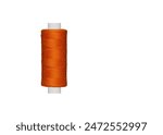 orange spool of sewing thread isolated on white background close up