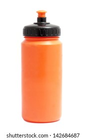 Orange Sport Plastic Water Bottle On White