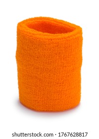 Orange Sports Wrist Sweat Band Isolated On White.