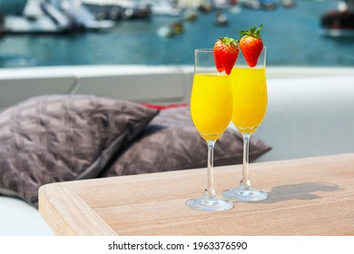 Orange Spritzer Cocktail Enjoy On Yacht