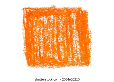 orange square drawn with oil pencil isolated on white background. High quality photo - Shutterstock ID 2084620210