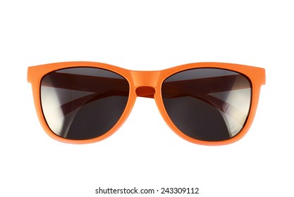 Orange Sun Glasses Isolated Over The White Background