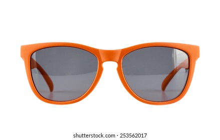 Orange Sun Glasses Isolated Over The White Background