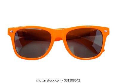 Orange Sun Glasses Isolated Over The White Background