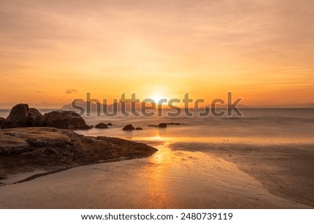 Similar – Image, Stock Photo Colourful sunrise with glowing red clouds on a winter’s day over the meadows and forests of Siebenbrunn, the smallest district of the Fugger city of Augsburg