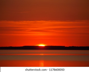 Orange Sunrise Over Traverse Bay, Traverse City MI