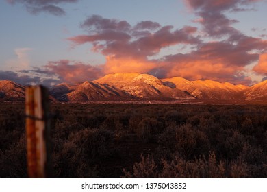 An Orange Sunset In Taos, New Mexico