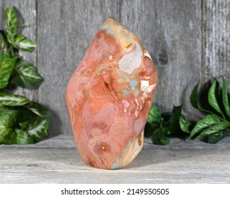 Orange, Tan, Brown Polychrome Jasper Crystal Flame Freeform