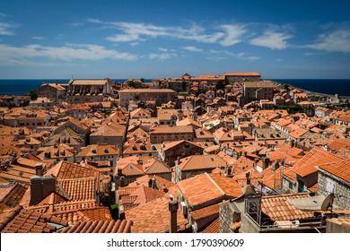 Orange tiled roof tops in Dubrovnik, Croatia