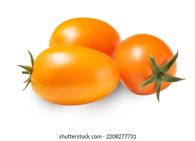 Orange Tomatoes Isolated On White. The Entire Image In Sharpness.