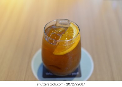 Orange Tonic Coffee Cold Brew, Iced Beverage In Bangkok, Thailand, Asia