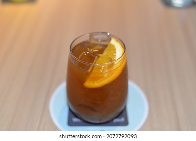 Orange Tonic Coffee Cold Brew, Iced Beverage In Bangkok, Thailand, Asia