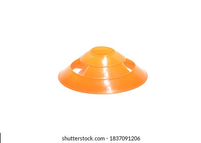 Orange Training Cone Made Out Of Plastic On Isolated White Background