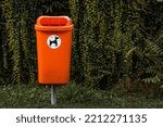 orange trash can basket, Dispose dog waste in a trash can.
Responsibility for people around the environment. SHOTLISTeco
