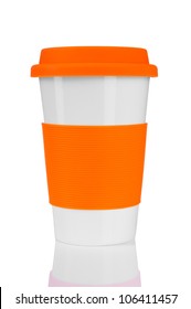 Orange Travel Mug Isolated On White