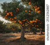 An orange tree is a small evergreen tree or shrub that bears sweet, tangy fruits known as oranges. Typically reaching heights of 10 to 30 feet, the tree has glossy, dark green leaves and fragrant whit