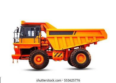 Orange Truck With A White Background.