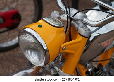 Orange Vintage Motorbike Headlight Detail