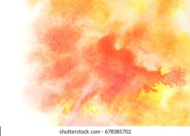 Orange Watercolor Stains With Isolated Edge -- Abstract Water Color Background