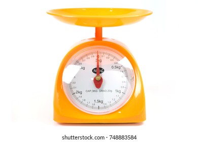 Orange Weight Scale On White Background