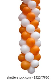 Orange and white balloons isolated on white background