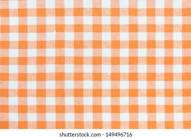 Orange And White Gingham Tablecloth Pattern