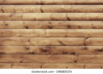 Orange Wood Block House Siding Material Background. Brown Natural Wood Barn Texture. Rustic Reclaimed Rough Board Fence. Abstract Shabby Timber Plank Wallpaper.