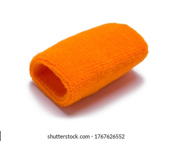 Orange Wrist Sweat Band Isolated On White.