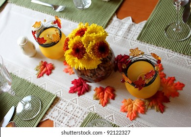 A Orange Yellow Autumn Centerpiece For Thanksgiving