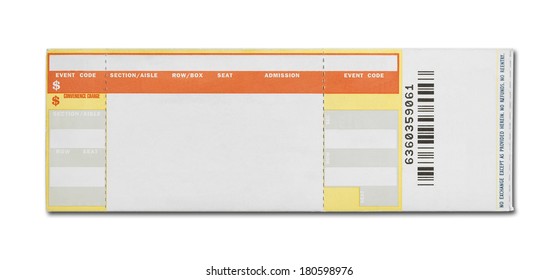 Orange And Yellow Event Ticket Isolated On White Background.