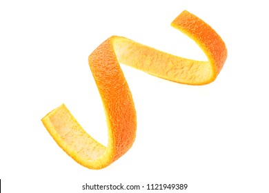 Orange Zest Spiral Over White Background. Healthy Food.