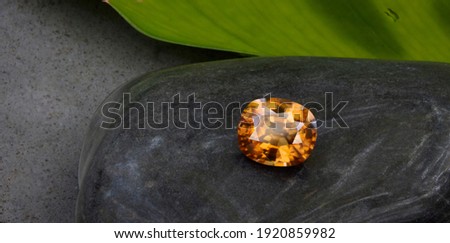 Orange Zircon Oval Shape with Back pabble