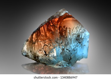 Orange-blue Topaz Crystal From Volodarsk, Ukraine. 